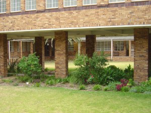 Beautiful colonnades line the campus and courtyards provide a quiet place for the students 